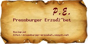 Pressburger Erzsébet névjegykártya
